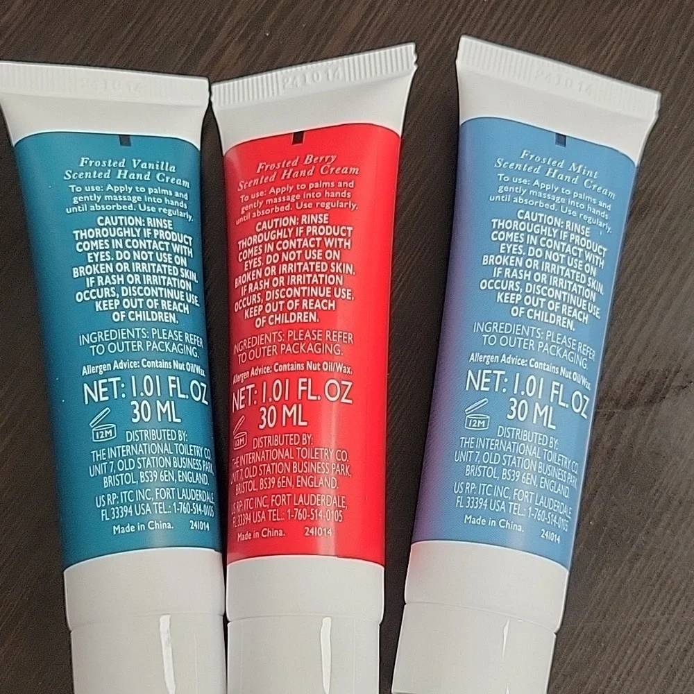 Milton & Drew Frosted Vanilla Berry & Mint Hand Cream Set of 3 New